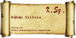Káhán Szilvia névjegykártya